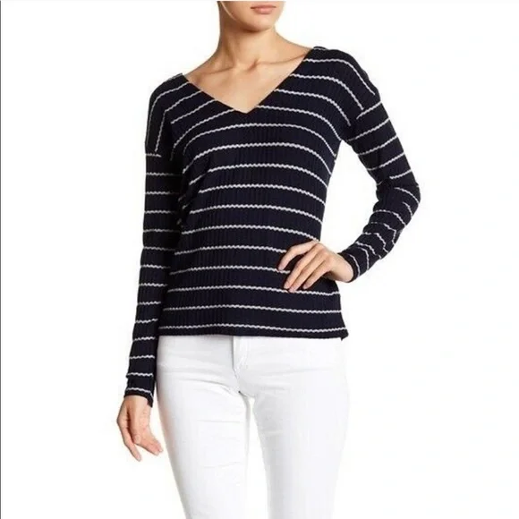 Chaser navy striped viscose strappy back top - Picture 3 of 11